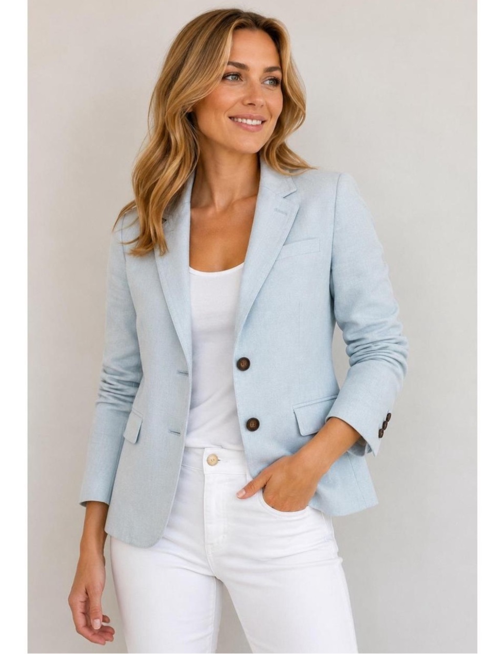 J.Crew Women’s Light Blue Linen Career
Wear Tailored Blazer Jacket Size 12